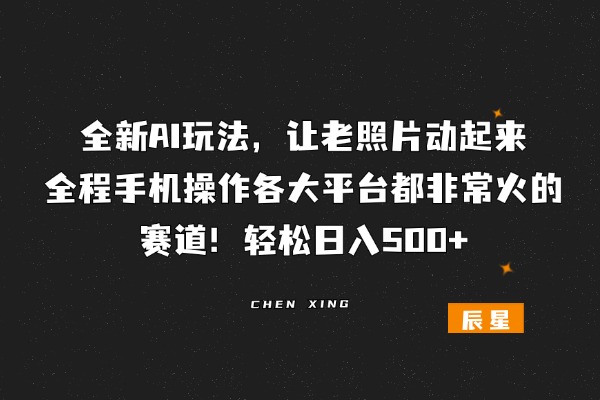 图片[1]-全新AI玩法，让老照片动起来，全程手机操作各大平台都非常火的赛道！轻松日入500+-辰星