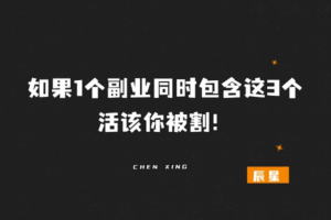 如果1个副业同时包含这3个，活该你被割！-辰星