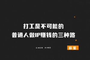 辰星随笔【35】:打工是不可能的,普通人做 IP 赚钱的三种路-辰星